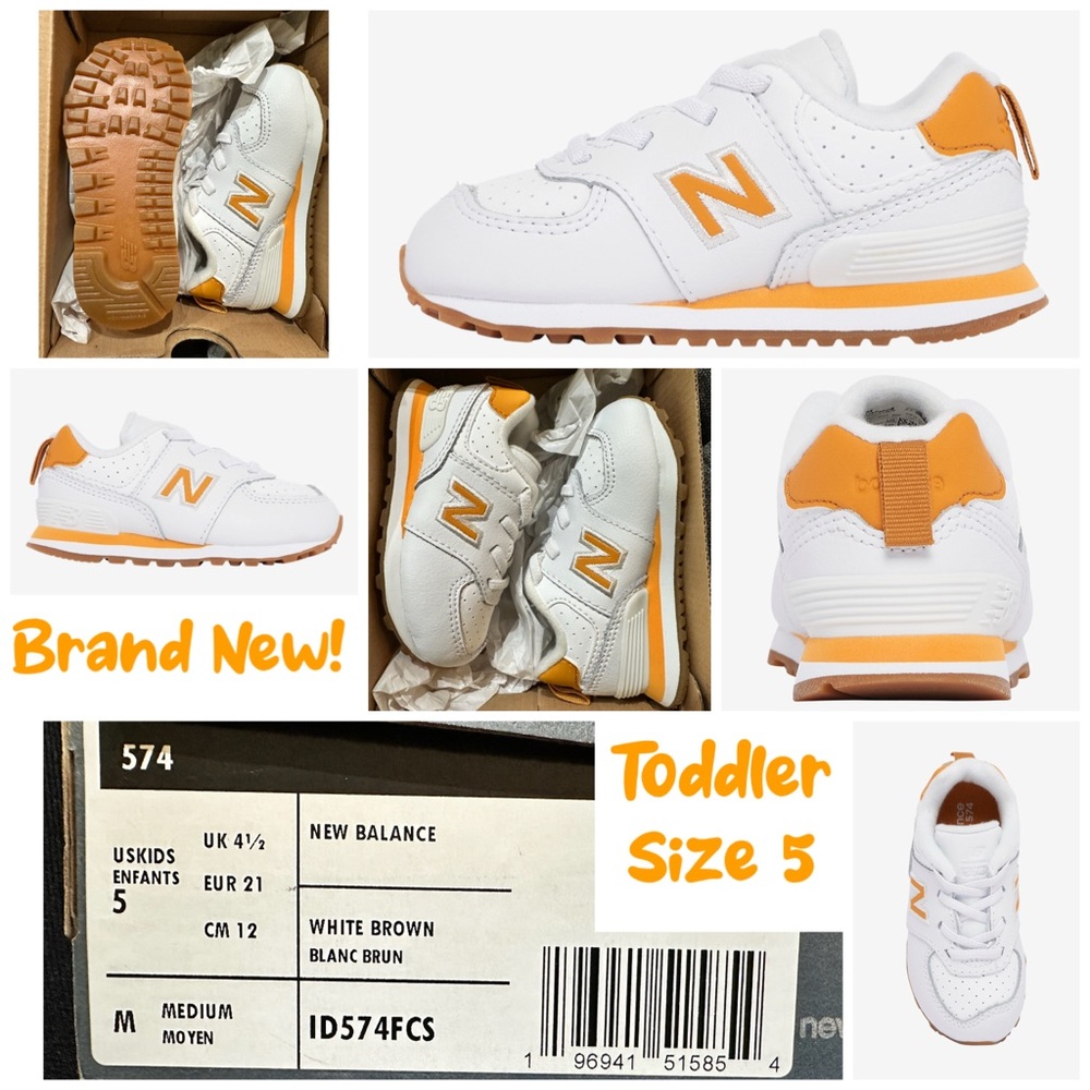 New Balance White and Orange Sneakers Classic Design